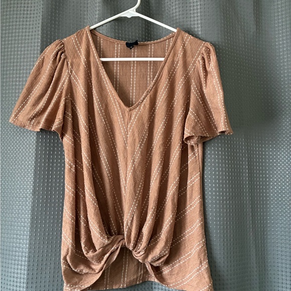 W5 Tops - W5 Brown V-Neck Blouse with Twist Detail size says xl, fits more like a m/l